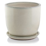 Kremowa donica ceramiczna ogrodowa z podstawką 32 cm Polnix  Barcelona