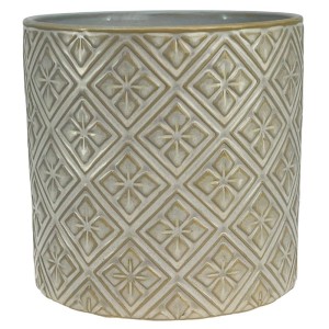 Kremowa beżowa osłonka na doniczkę Polnix ceramiczna Vintage 23 kwiatki