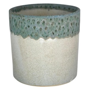 Ceramiczna osłonka na doniczkę Polnix kremowa turkusowa 20 Vintage