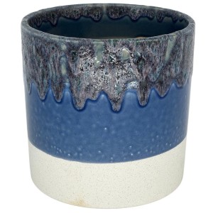 Ceramiczna osłonka na doniczkę Polnix granatowa kremowa 16 Vintage