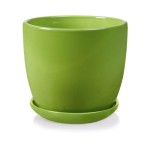 Zielona doniczka ceramiczna z podstawką 13 cm Polnix Amsterdam 02.445