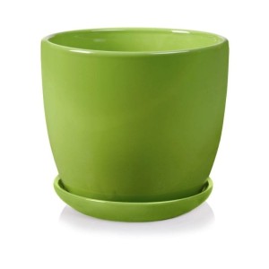 Zielona doniczka ceramiczna z podstawką 20 cm Polnix Amsterdam 02.445