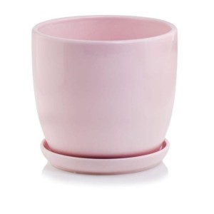 Różowa doniczka ceramiczna z podstawką 15 cm Polnix Amsterdam 02.680