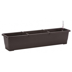 Skrzynka balkonowa z nawadnianiem Plastia Bergamot 80 cm brązowa