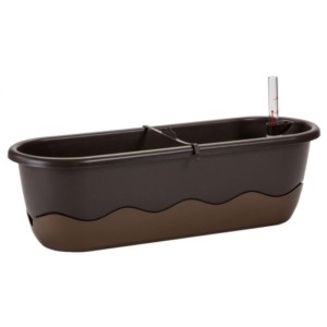 Samonawadniająca skrzynka balkonowa 60 cm Plastia Mareta brązowa