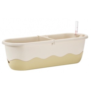 Samonawadniająca skrzynka balkonowa 60 cm Plastia Mareta kremowa + beżowa