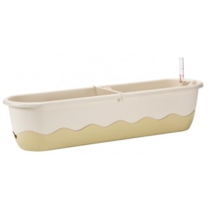 Samonawadniająca skrzynka balkonowa 80 cm Plastia Mareta kremowa + beżowa