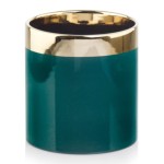 Zielona osłonka na doniczkę 13 cm ze złotym lustrzanym pasem Polnix Emerald & Gold 31.135