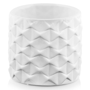 Biała geometryczna osłonka na doniczkę walec 13 cm Polnix Piano 05.235