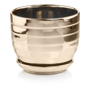 Złota lustrzana doniczka ceramiczna z podstawką śr. 14 cm Polnix Moon 43.046