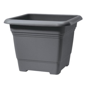 Duża kwadratowa donica Scheurich Nora 58 Metallic Grey ciemnoszara