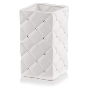 Biały wazon ceramiczny z kryształkami Polnix Glamour 02.675 