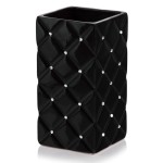 Czarny wazon ceramiczny z kryształkami Polnix Glamour 02.683