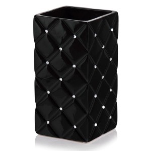 Czarny wazon ceramiczny z kryształkami Polnix Glamour 02.683