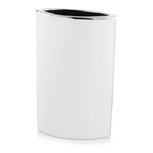 Wazon ceramiczny Polnix Moon 31.084 31 cm biały ze srebrnym pasem