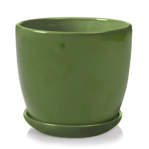 Doniczka ceramiczna z podstawką 17 cm Polnix Amsterdam 02.666 ciemna zieleń