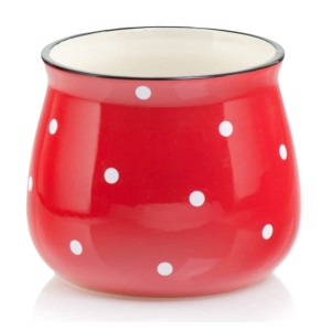 Osłonka na doniczkę Polnix 02.701 czerwona w białe grochy 15 cm