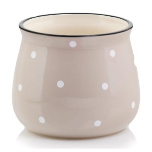 Osłonka na doniczkę Polnix 02.698 kremowa w białe grochy 13 cm