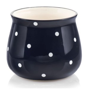 Osłonka na doniczkę Polnix 02.700 granatowa w białe grochy 13 cm