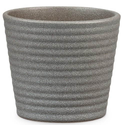 Mała osłonka ceramiczna Scheurich do kaktusów sukulentów małych roślin brązowy kamień poziomy.jpg