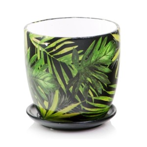 Doniczka ceramiczna w liście z podstawką  Polnix 13 cm 05.243