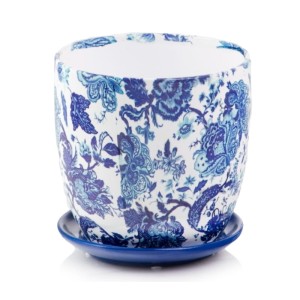 Doniczka ceramiczna z podstawką  Polnix 15 cm 05.245 biało-niebieska