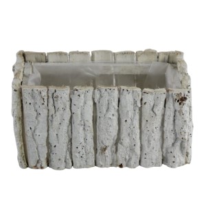 Prostokątna osłonka doniczka z bielonej kory 23 x 12 x 12,5 cm korytko 