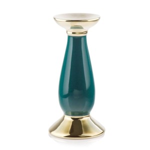 Świecznik ceramiczny Polnix Emerald & Gold 31.138 butelkowa zieleń ze złotem 32