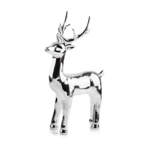Srebrny renifer - świąteczna figurka ceramiczna 30
