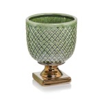 Zielona donica ceramiczna kielich 09.136 Polnix Vintage >>> osłonka na nóżce 19