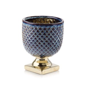 Granatowa donica ceramiczna kielich 09.135 Polnix Vintage >>> osłonka na nóżce 19