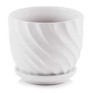 Biała doniczka ceramiczna z podstawką Polnix 43.028 14