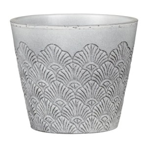 Ceramiczna osłonka na doniczkę z dekoracyjna powierzchnią Scheurich 711 Vintage White 15 szara 