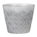 Ceramiczna osłonka na doniczkę z dekoracyjna powierzchnią Scheurich 711 Vintage White 18 szara