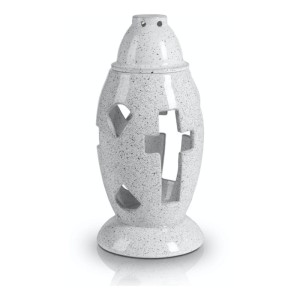 Nagrobkowy lampion biały marmur >>> znicz ceramiczny Polnix
