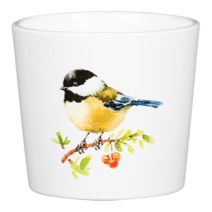 Mini osłonka na doniczkę Scheurich 870 Yellow Bird sikorka bogatka 7