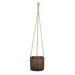 Brązowa osłonka na doniczkę wisząca na sznurku 450 Scheurich Dark Oak 14