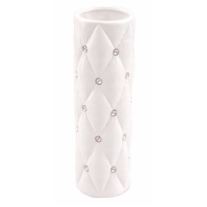 Biały wazon ceramiczny z kryształkami TG28999 glamour 29 cm