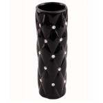Czarny wazon ceramiczny z kryształkami TG28999-1 glamour 30 cm 