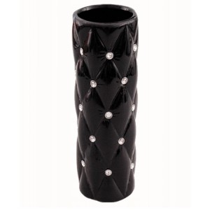 Czarny wazon ceramiczny z kryształkami TG28999-1 glamour 30 cm 