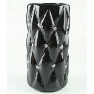 Czarny  wazon ceramiczny z kryształkami TG29000-1 glamour 24 cm