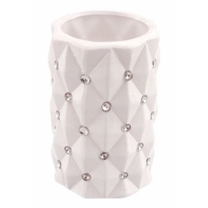 Biały wazon ceramiczny z kryształkami TG53032-1 glamour 18 cm