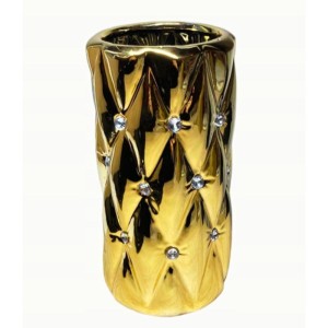 Złoty wazon ceramiczny z kryształkami TG9000-4 glamour 22 cm 