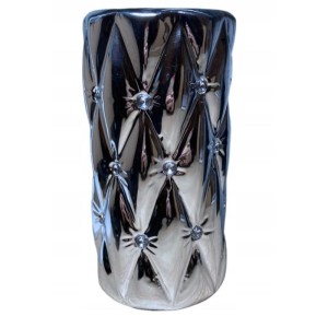 Srebrny wazon ceramiczny z kryształkami TG9000-3 glamour 23 cm