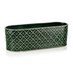 Ciemno zielona osłonka na doniczkę rynna Polnix ceramiczna Vintage 25 ornament  07.132