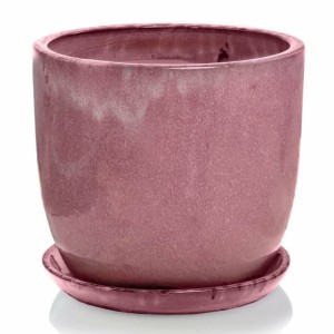 Różowa donica ceramiczna ogrodowa z podstawką 32 cm Polnix Barcelona 28.050