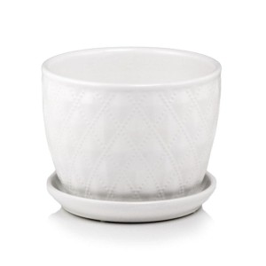 Biała doniczka ceramiczna z podstawką 17 cm Polnix Barcelona 15.011