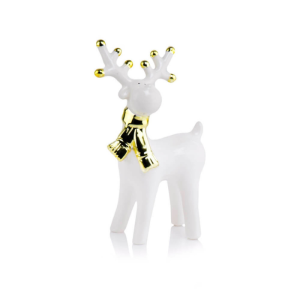 Biało-złoty renifer 38.037 • świąteczna figurka ceramiczna 20 cm • dekoracja na Boże Narodzenie 