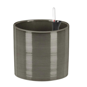 Ciemnoszara osłonka na doniczkę 828  Scheurich Glass Grey 23 z nawadnianiem