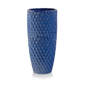 Kobaltowa wysoka donica ceramiczna cygaro z dekoracyjną powierzchnią 50 cm Polnix Glazed 28.054